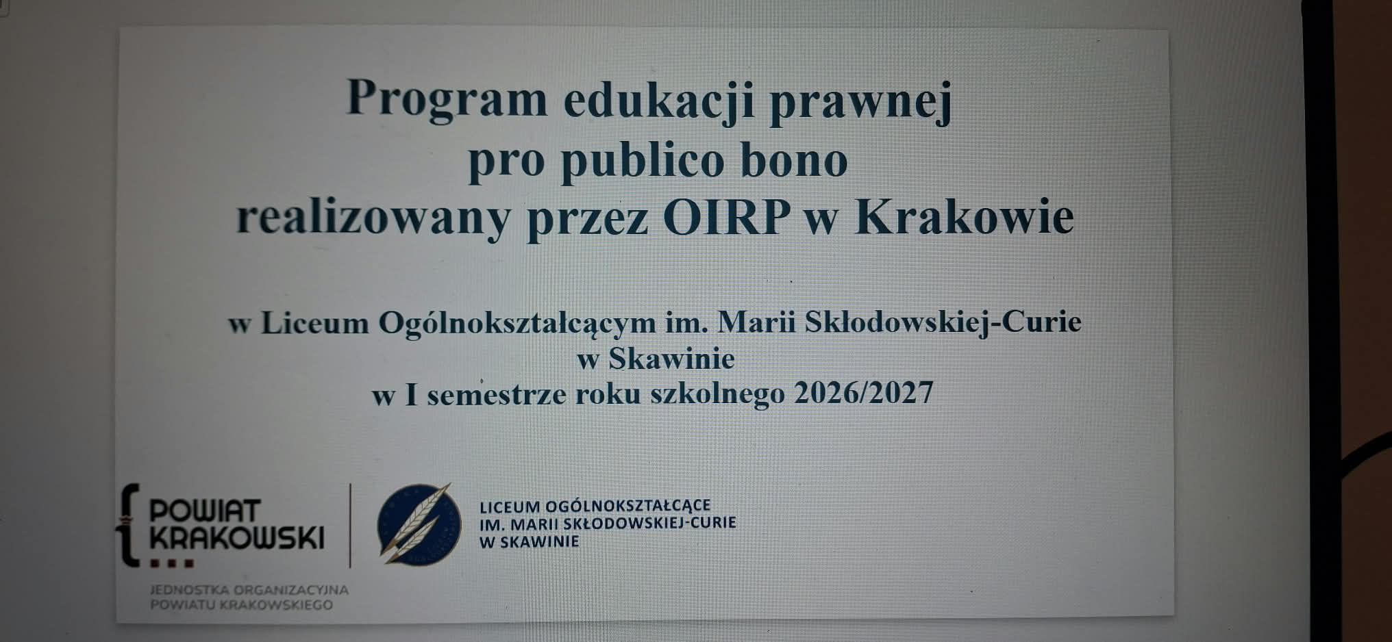 Program edukacji prawnej kl. 2B i 4B